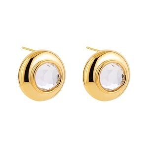 18K Gold Plated Round Statement Earrings*Everyday Minimalist Design * SL